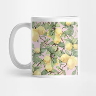 Watercolor big lemon on pink Mug